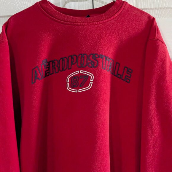 Aeropostale Men's Crewneck Sweatshirt Size Large, Red, "Aeropostale 87", Y2K Era - Picture 4 of 11